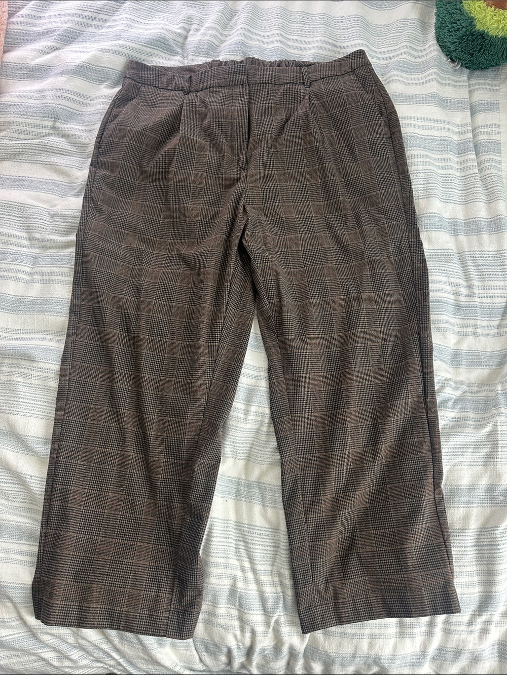 Women’s Plus size Brown Plaid Dress Pants
